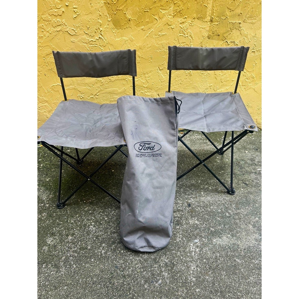 Ford Explorer Folding Camping Chairs Set of 2 Gray w/ Carry Bags